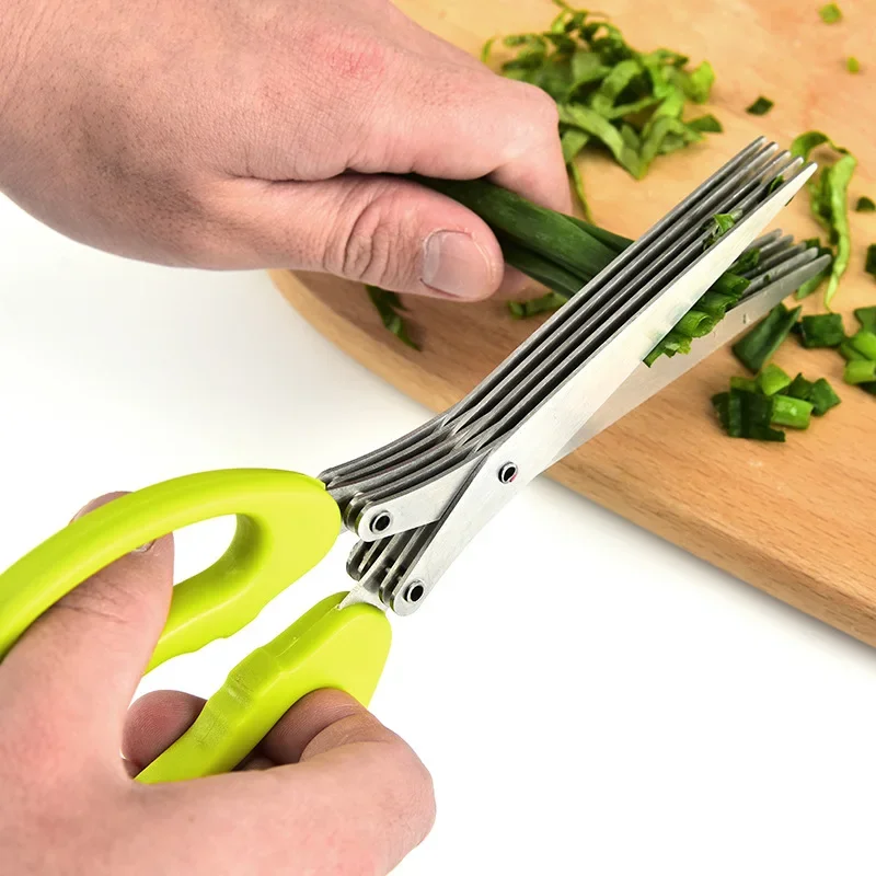 Kitchen Gadgets List - 多層キッチンはさみステンレス鋼野菜カッターネギハーブ海苔スパイス調理ツールカットキッチンアクセサリー