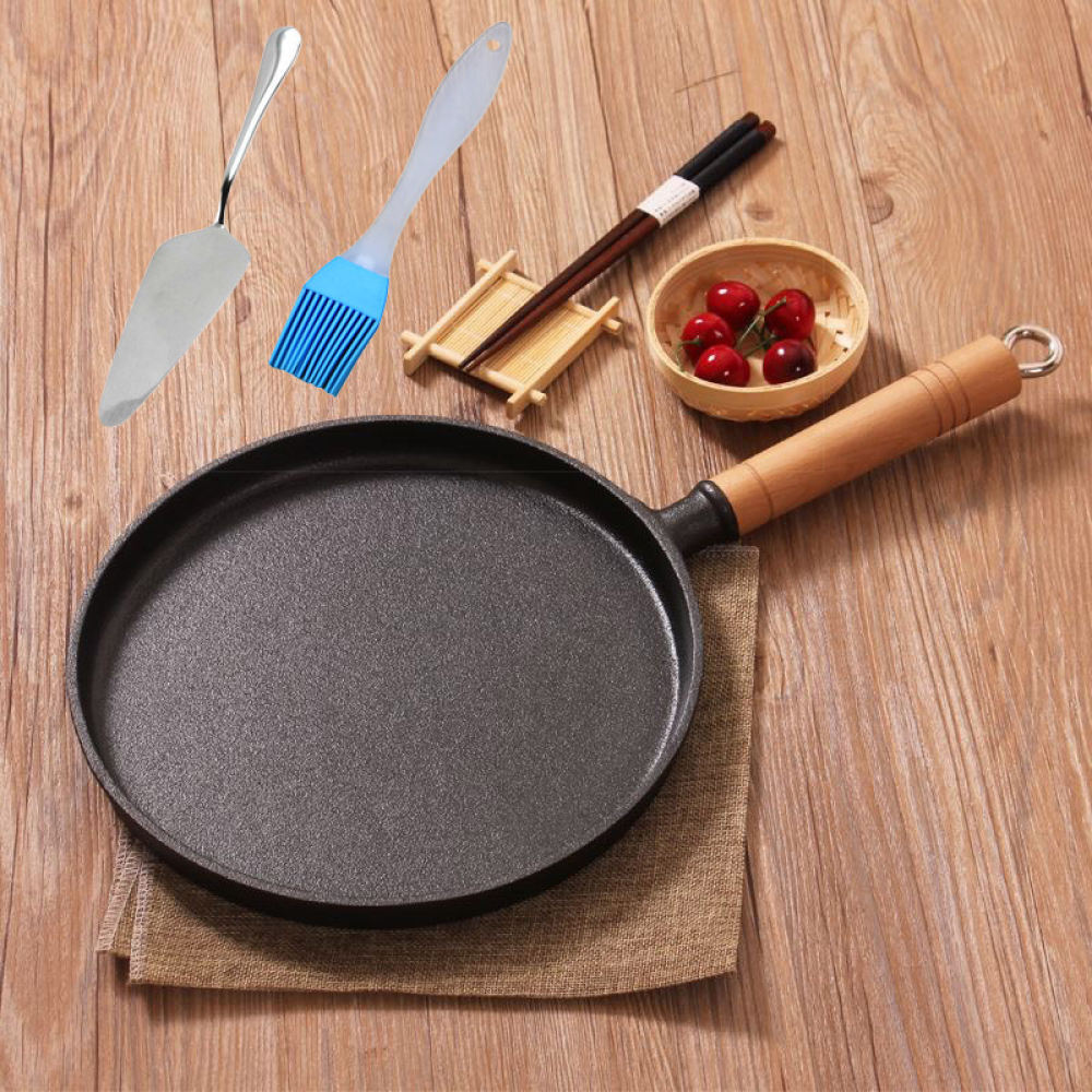 Cast Iron Skillet - 伝統的な鋳鉄製フライパン。コーティングなしで、健康的な調理が可能。パンケーキ、ピザ、トルティーヤ、グリル料理に最適。ガスコンロでの使用に最適。