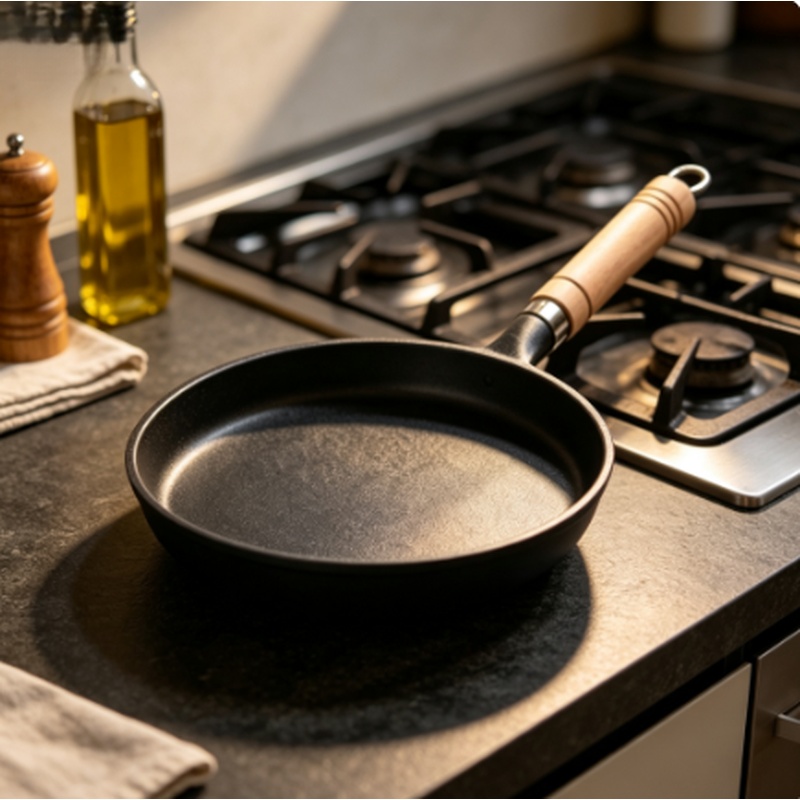 Cast Iron Skillet - 26cm未コーティング鋳鉄製フライパン、ノンスティッククレープパンケーキパン、ガス・IH対応、家庭用キッチン調理器具