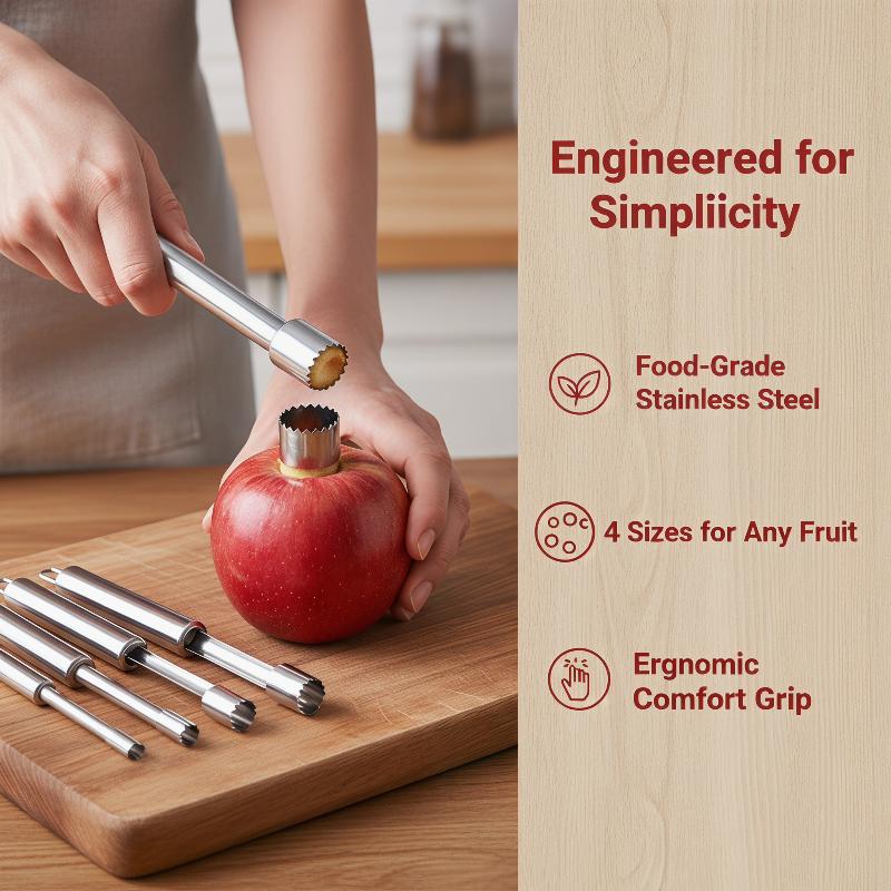 Kitchen Gadgets And Tools - 4 個フルーツコアリムーバーカッターキッチンガジェットステンレス鋼ホームツールリンゴ赤ナツメチェリーコアラーフルーツコア除去ツール