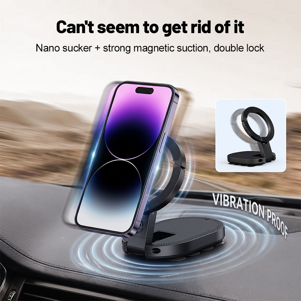 Kitchen Gadgets Usa - 360 ° 回転式3-in-1吸盤式マグネット携帯ホルダー 多角度調整可能 折りたたみ式マグネット携帯スタンド デスクトップブラケット