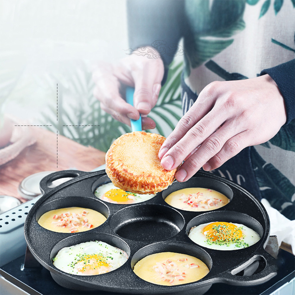 Cast Iron Skillet - 7穴フライパン鋳鉄製ノンスティックキッチン調理用ハムパン卵調理用パンバーガー型家庭用キッチンレストラン調理器具