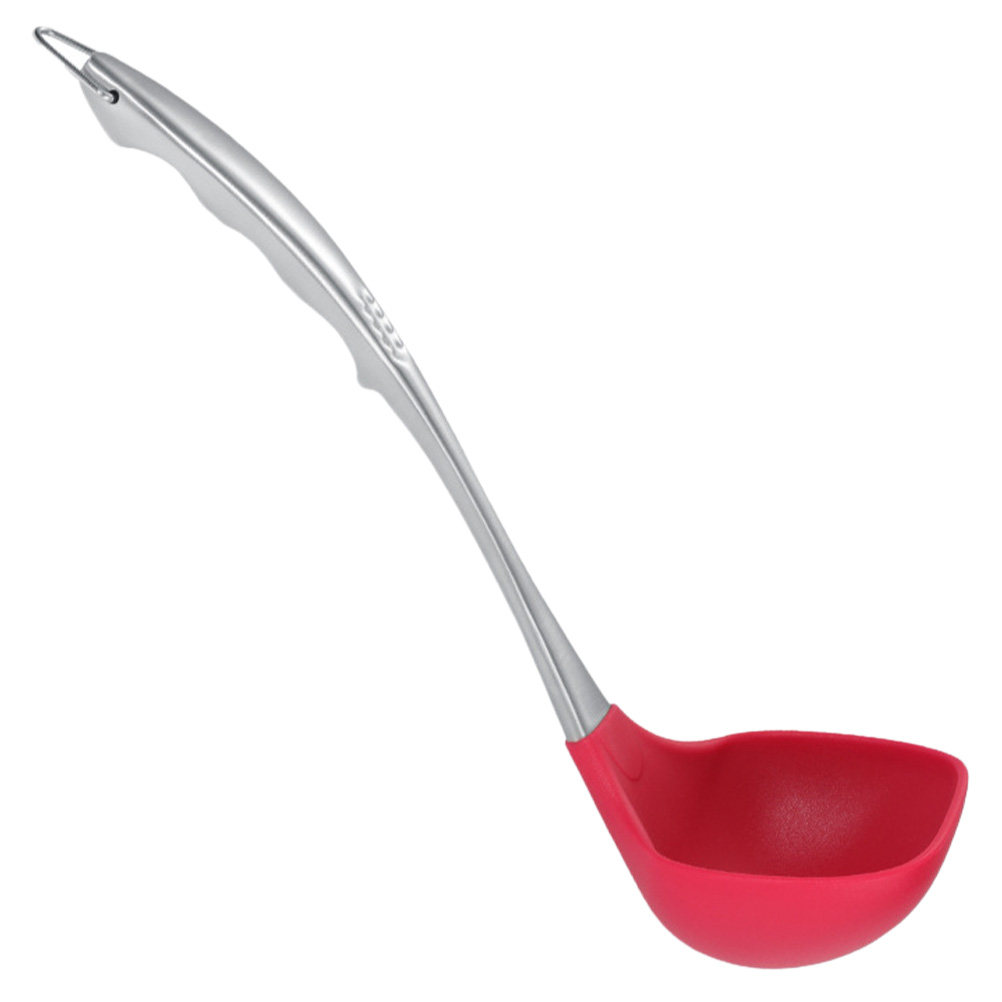 Kitchen Gadgets And Utensils - シリコン製スープ用お玉1個。耐熱性、焦げ付き防止加工。ステンレス製の長い柄とフックが付いており、吊り下げて収納できる便利なキッチングッズ。