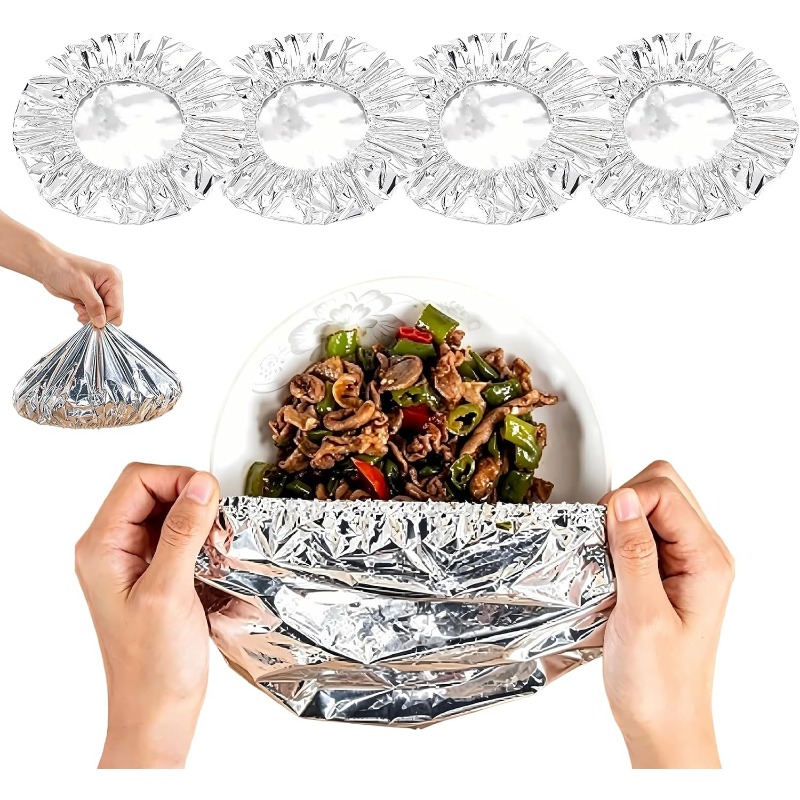 Kitchen Gadgets List - 10-50個入り 再利用可能なアルミホイル製ボウルカバー 冷蔵庫用鮮度保持蓋 保温 キッチン収納アクセサリー ガジェット