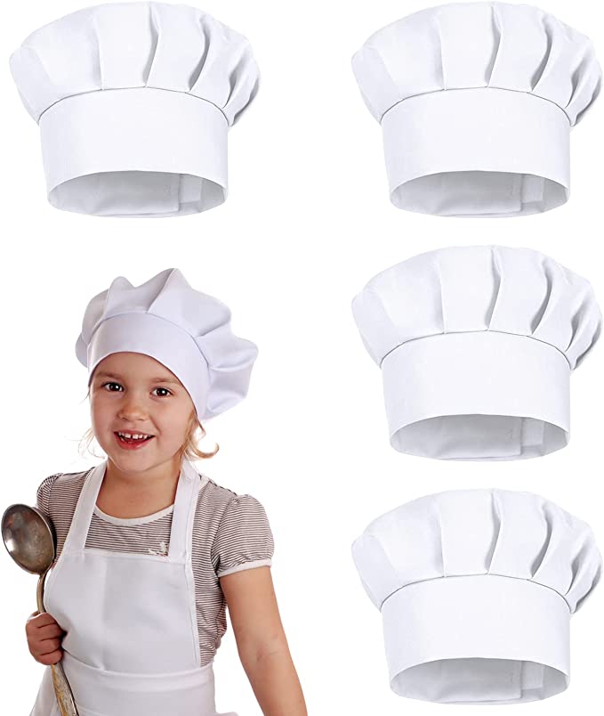 Kitchen Gadgets That Make Life Easier - 4個入り ホワイトパーティーキャップハット コスチューム キッズシェフハット 21cm 子供用ベーキングベビーキッチン