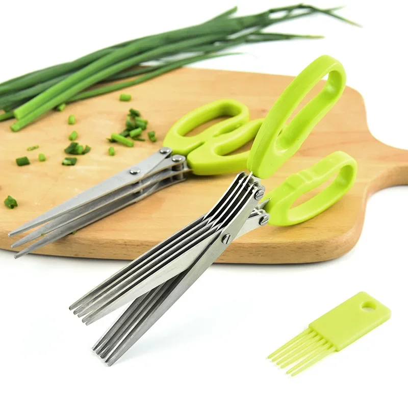 多層キッチンはさみステンレス鋼野菜カッターネギハーブ海苔スパ - Kitchen Gadgets List のレビューと価格