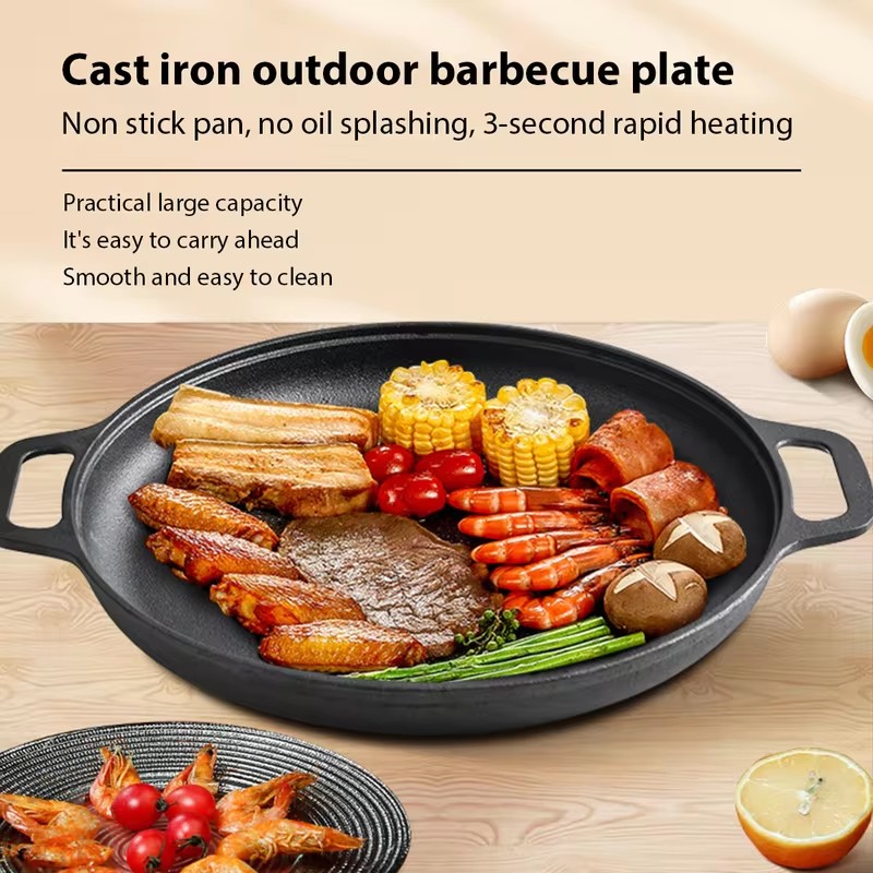 頑丈な鋳鉄製フライパン、ノンスティック加工、ステーキ、卵、パ - Cast Iron Skillet のレビューと価格
