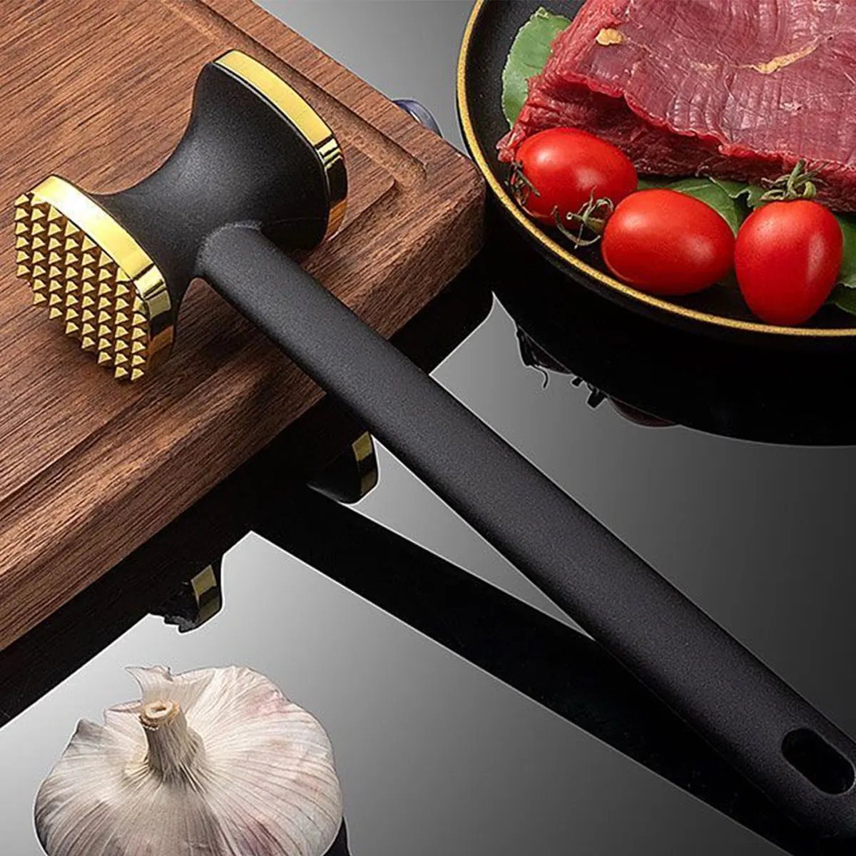 頑丈なキッチン用ミートテンダライザーハンマー、ステンレス製ヘ - Kitchen Gadgets Modern のレビューと価格