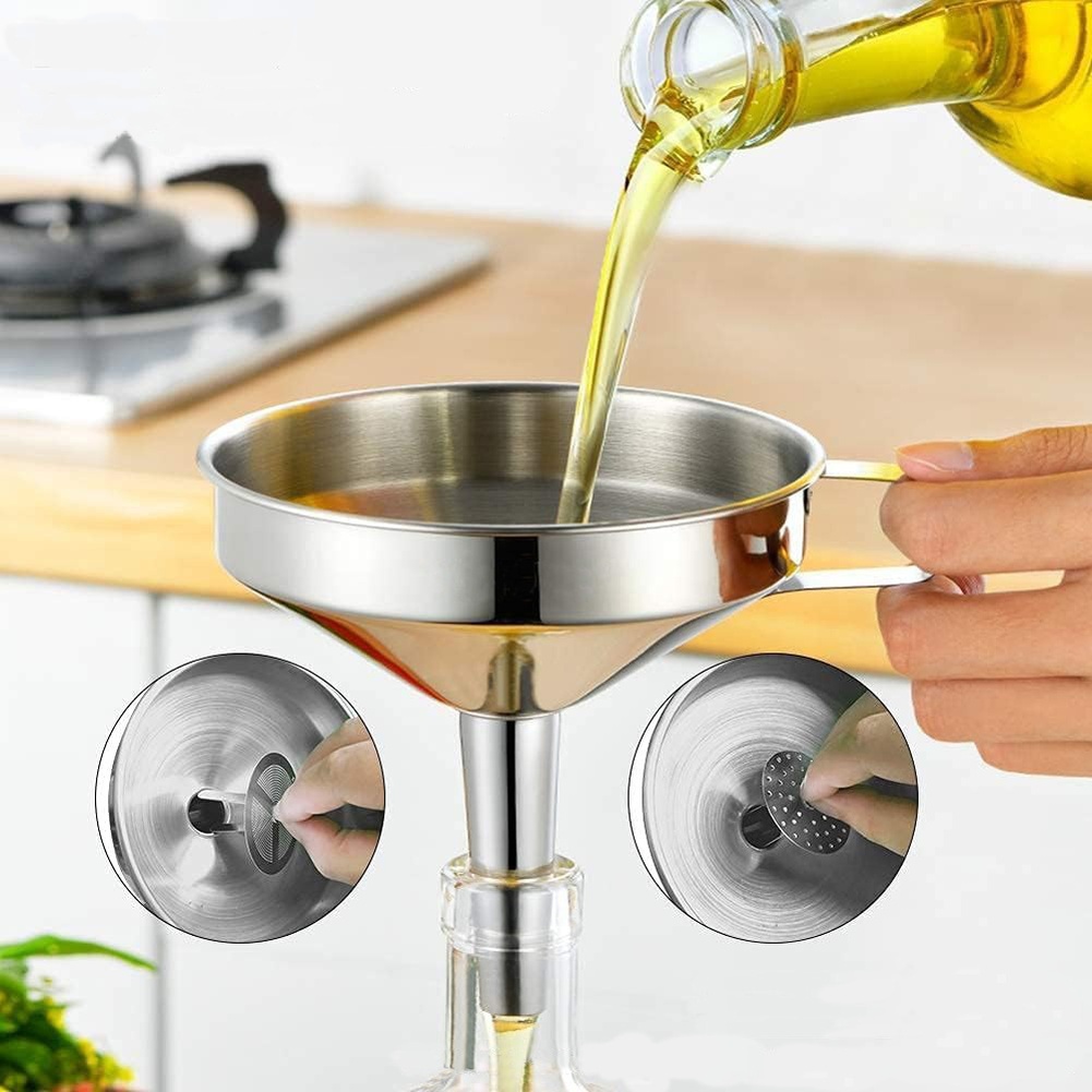 1Pc ステンレス鋼食用油漏斗広口キッチンアクセサリーバービ - Kitchen Gadgets List のレビューと価格
