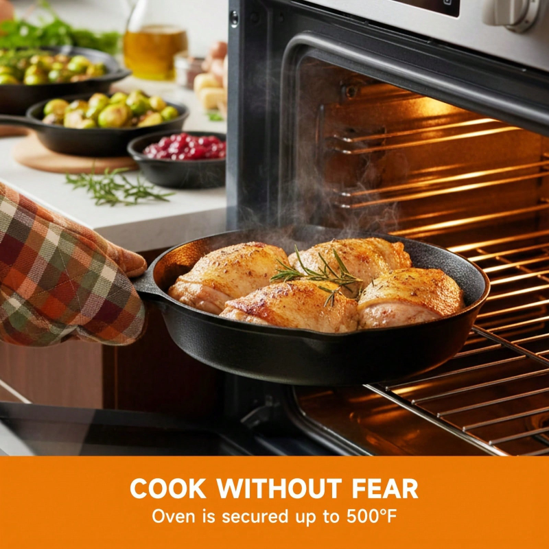4ピース鋳鉄製フライパンセット ノンスティック加工 オーブン - Cast Iron Skillet のレビューと価格