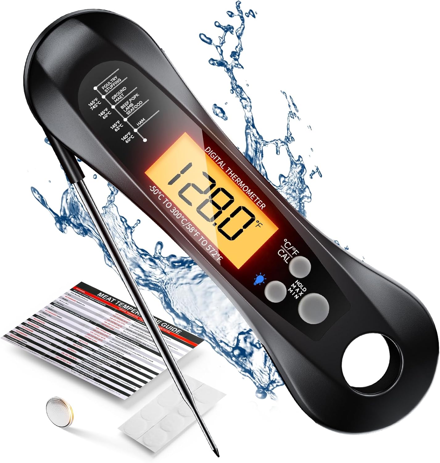 デジタル肉温度計,インスタント読み取り,折りたたみ式プローブ - Instant Read Thermometer のレビューと価格
