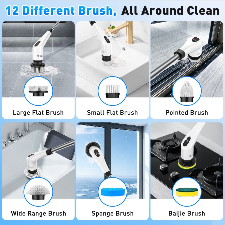 TINSOL 12 in 1 電動クリーニングブラシ、伸縮式 - Kitchen Gadgets Electronic のレビューと価格