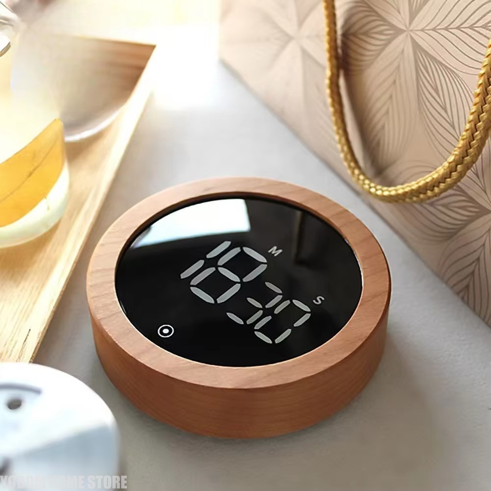 LED電子回転式木目調タイマー、丸型カウントダウンデバイス、 - Kitchen Gadgets Electronic のレビューと価格