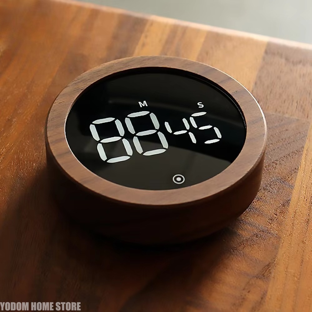 LED電子回転式木目調タイマー、丸型カウントダウンデバイス、 - Kitchen Gadgets Electronic のレビューと価格