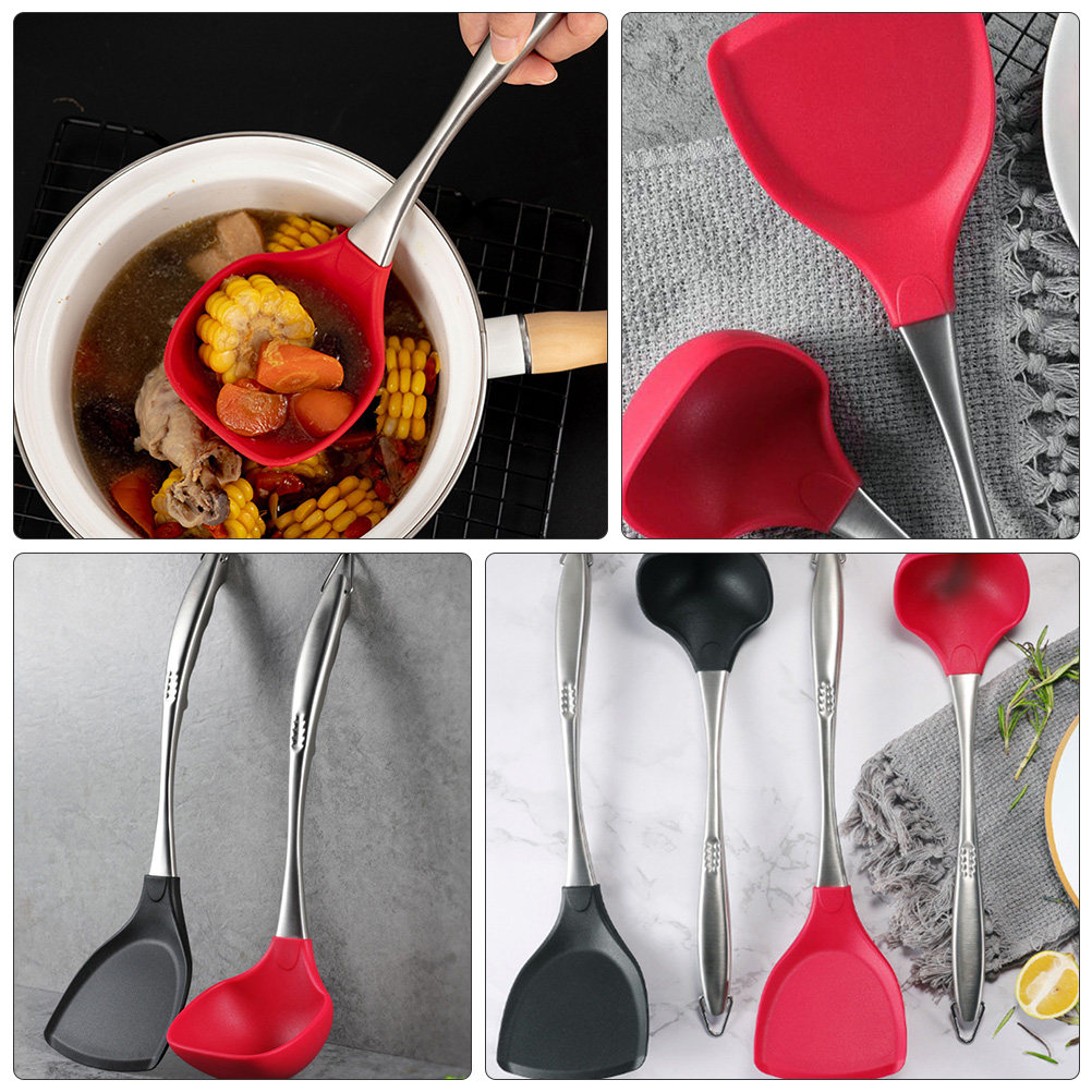 シリコン製スープ用お玉1個。耐熱性、焦げ付き防止加工。ステン - Kitchen Gadgets And Utensils のレビューと価格