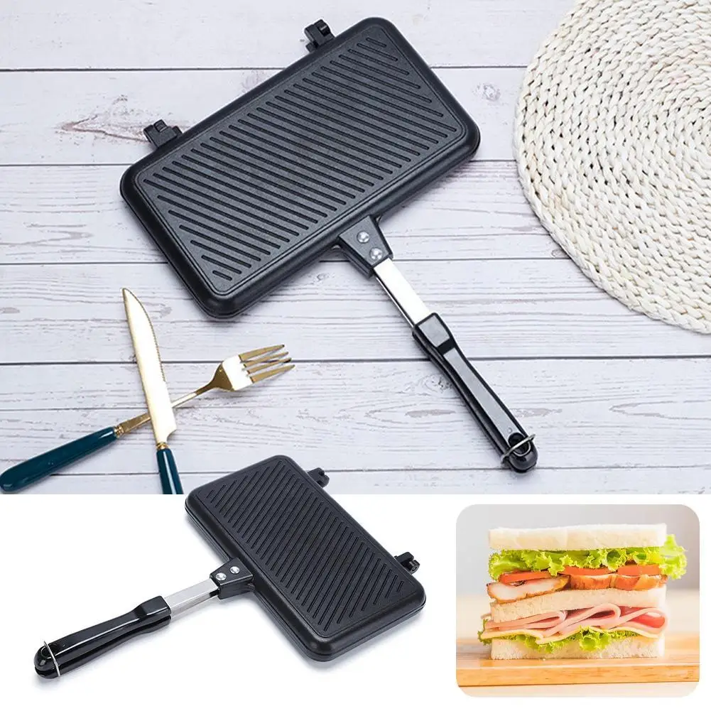 両面フライパンノンスティックサンドイッチメーカーワッフルパン - Cast Iron Skillet のレビューと価格