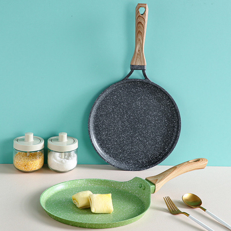木製ハンドル付きの焦げ付き防止フライパン、クレープパンケーキ - Cast Iron Skillet のレビューと価格