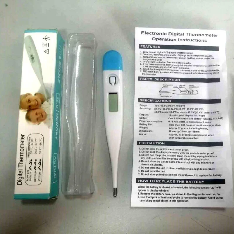 デジタル水温計 正確な口腔および脇の下温度測定 発熱警告機能 - Instant Read Thermometer のレビューと価格