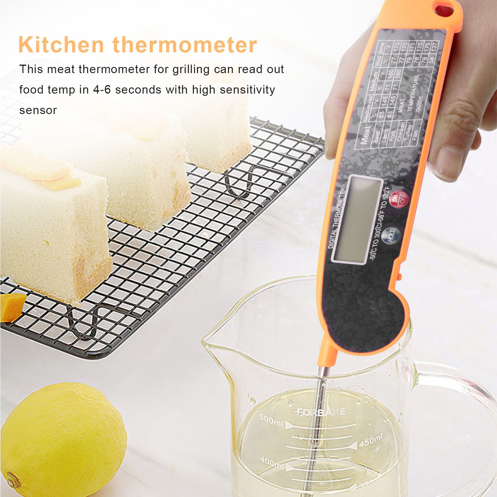 デジタルインスタント読み取り肉用温度計、高精度温度プローブ付 - Instant Read Thermometer のレビューと価格