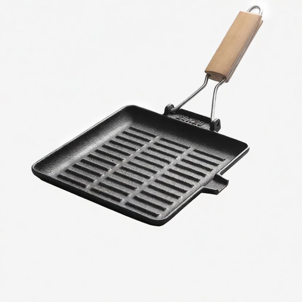 頑丈な鋳鉄製グリルパン、ステーキ用、折りたたみ式ハンドル、正 - Cast Iron Skillet のレビューと価格